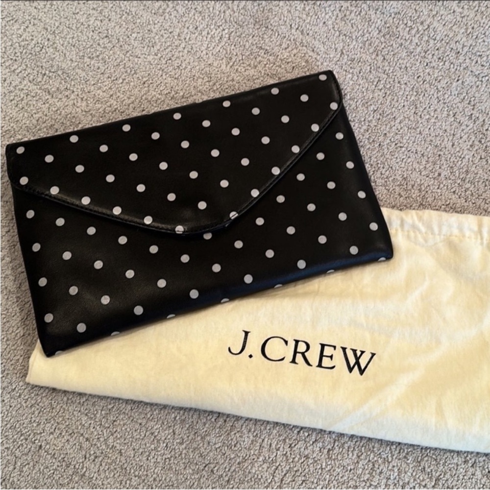 Vintage J.Crew Invitation Black and White Polka Dot Clutch